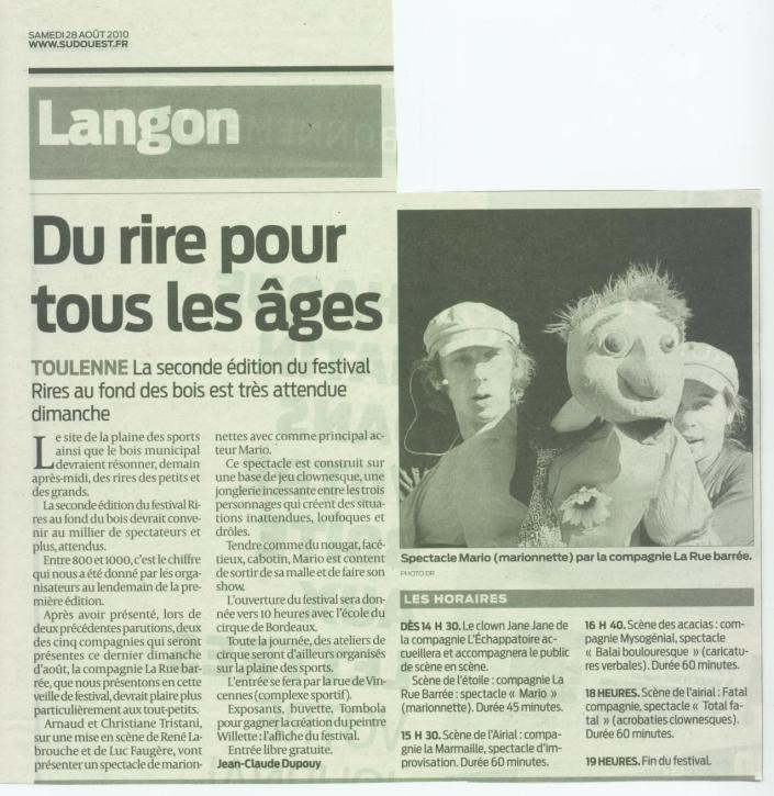 presse rire au fond du bois 25août 10 sud-ouest